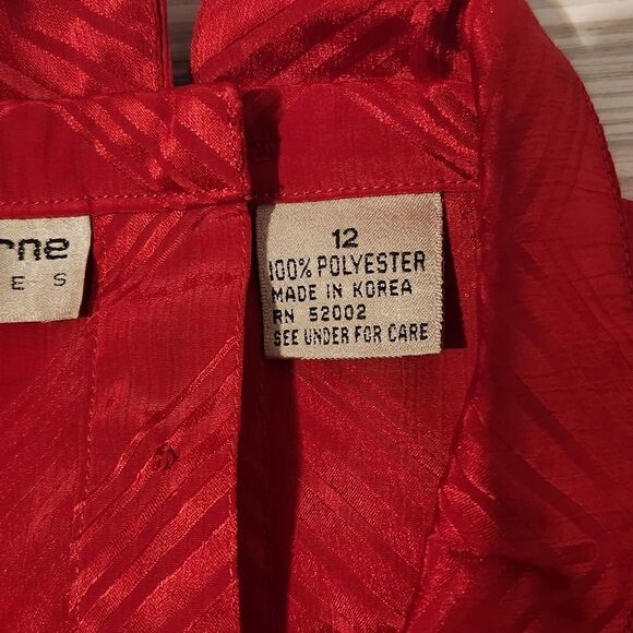 Liz Claiborne Lipstick Red Jacquard 80's Vintage Dress size 12 - Picture 6 of 14